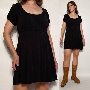 Vintage 1990s DKNY Black BABYDOLL Milkmaid Mini Dress! Large